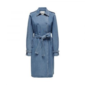 Only Blauer Trenchcoat aus Baumwolle