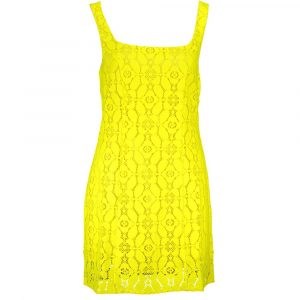 Desigual Gelbes Polyester Frauen Àrmelloses Kleid