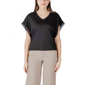 ICHI Schwarzes T-Shirt aus Baumwolle