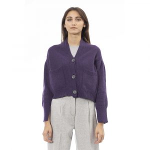 Alpha Studio Lila Strickjacke aus Merinowolle