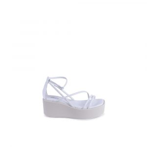Calvin Klein Weiße Leder-Plateau-Sandalen