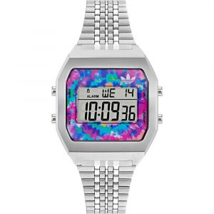 Adidas Graue Edelstahl-Digitaluhr