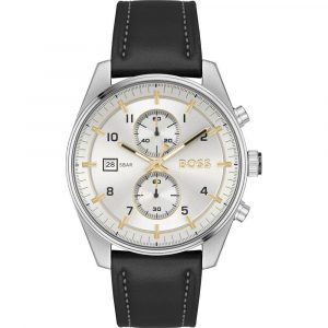 Hugo Boss Schwarze Leder-Dress-Watch