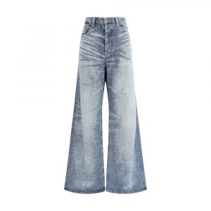 Diesel Ausgestellte Jeans aus blauem Baumwoll-Denim