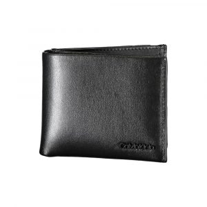Calvin Klein Elegantes Portemonnaie aus schwarzem Leder mit zwei FĂ€chern