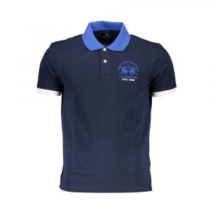 La Martina Blaues Herren-Poloshirt aus Baumwolle