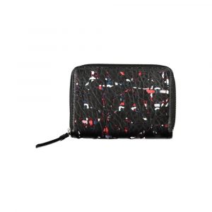 Desigual Elegante schwarze Brieftasche mit ReiĂverschluss und kontrastierenden Akzenten